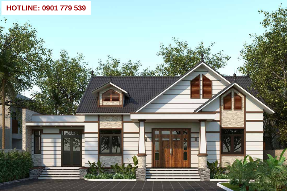 Mẫu nhà đẹp cấp 4 mái thái 1