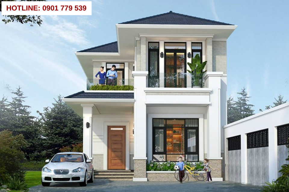 Thiết kế nhà 2 tầng đẹp mái nhật 2