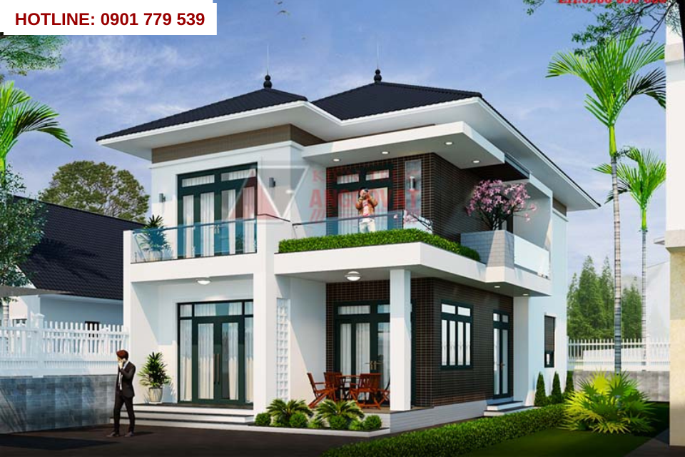 Thiết kế nhà 2 tầng đẹp mái nhật 3