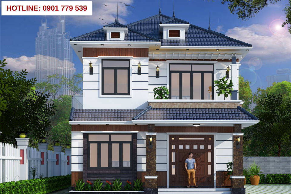 Thiết kế nhà 2 tầng đẹp mái nhật 4