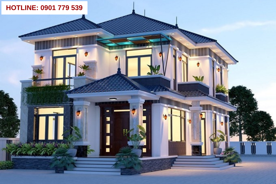 Thiết kế nhà 2 tầng đẹp mái nhật 5