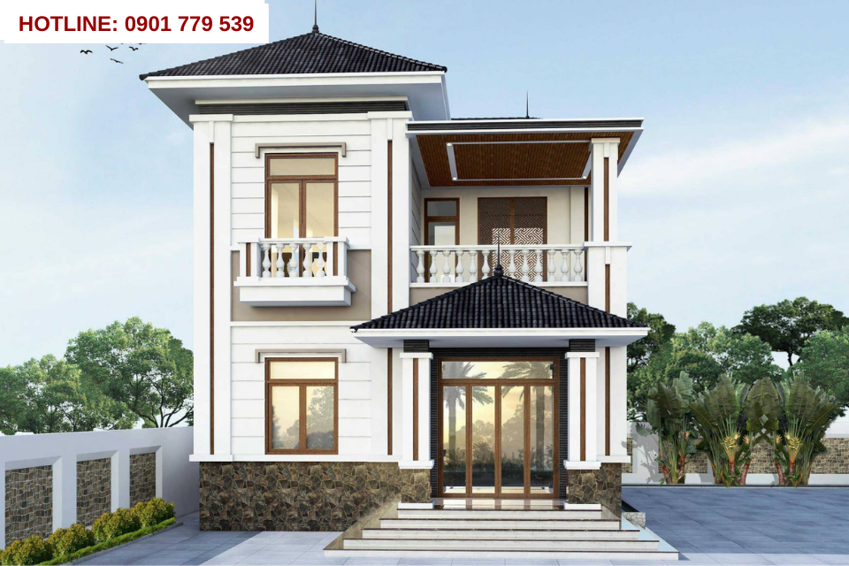 Thiết kế nhà 2 tầng đẹp mái nhật 8