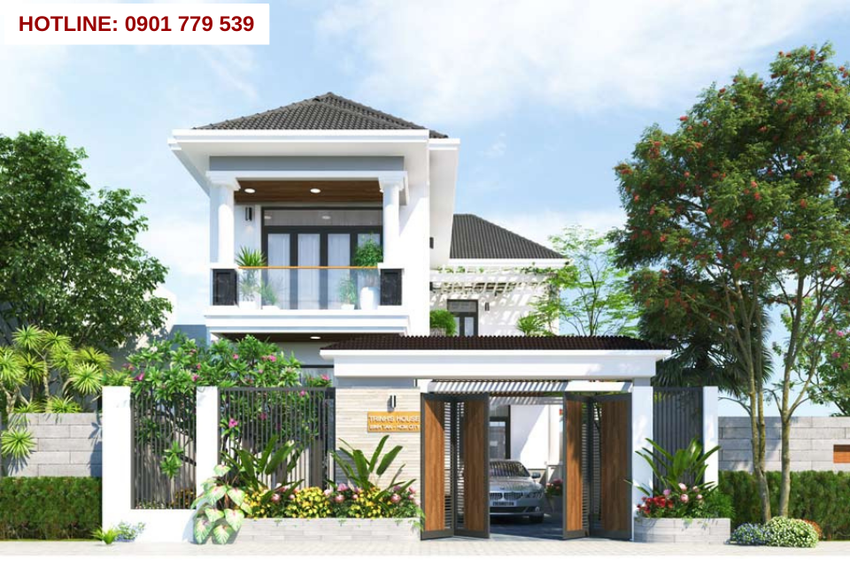 Thiết kế nhà 2 tầng đẹp mái nhật 9