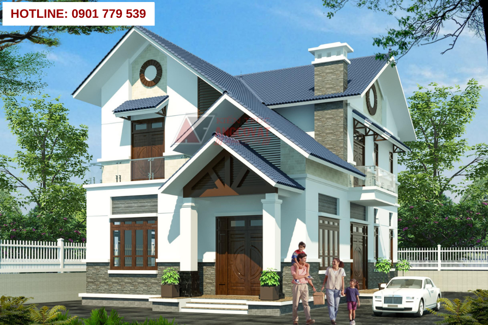 Thiết kế nhà 2 tầng đẹp mái thái 3